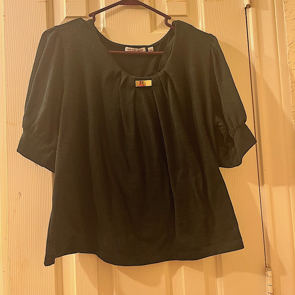 Dark Green Short Sleeve Cute Top